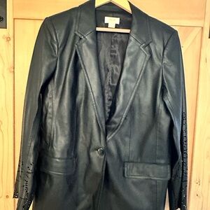 Anthropologie Black Blazer Leather Jacket